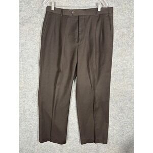 BERTUCCI Men's Flat Front Dress Pants Brown Pleated Waist 34 Inseam 30